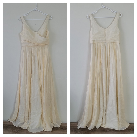 J.CREW SILK CHIFFON LONG HEIDI WEDDING BALL GOWN 10 IVORY LONG DRESS - Picture 3 of 5